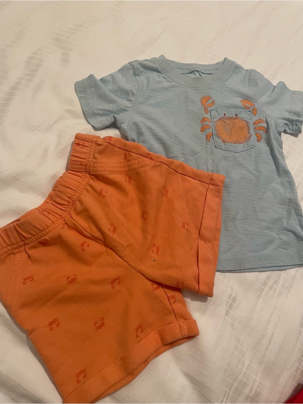 Carter's Light Blue Crab Tee & Orange Shorts Pajama Set
